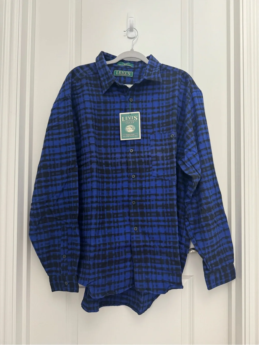 Vintage ‘91 Levi’s Sutter Creek Flannel Shirt Mens XL Blue Plaid Workwear Grunge